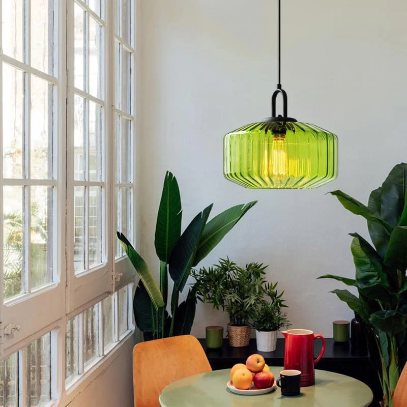 Mid Century Striped Glass Pendant Light - Image 12