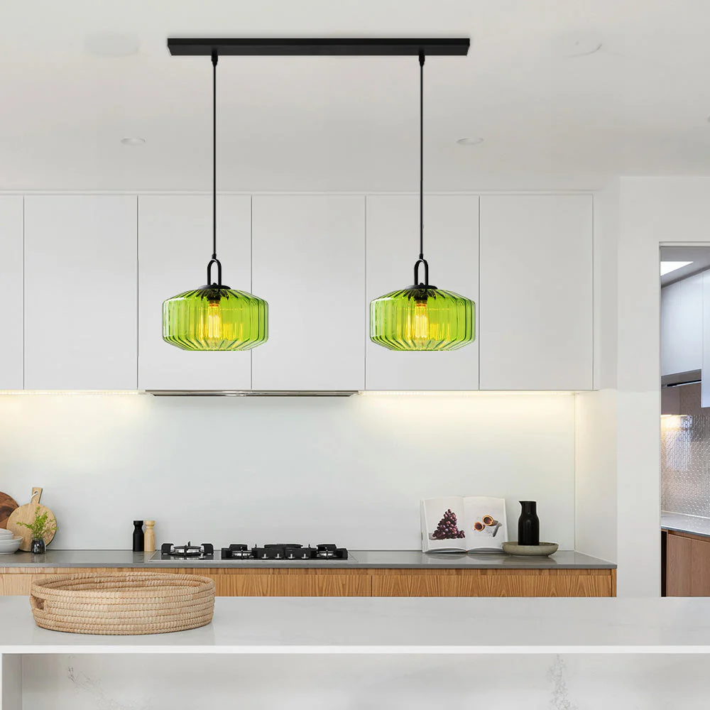 Mid Century Striped Glass Pendant Light - Image 14