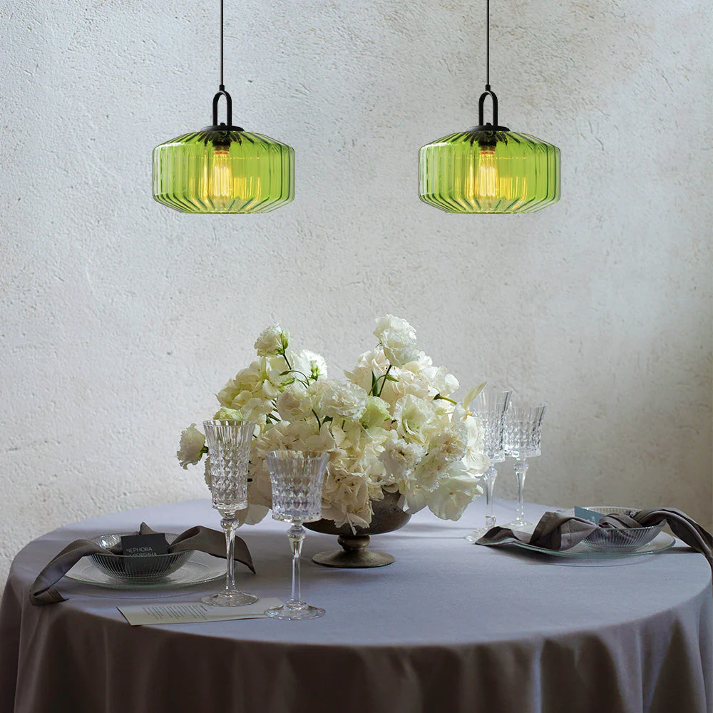 Mid Century Striped Glass Pendant Light - Image 15