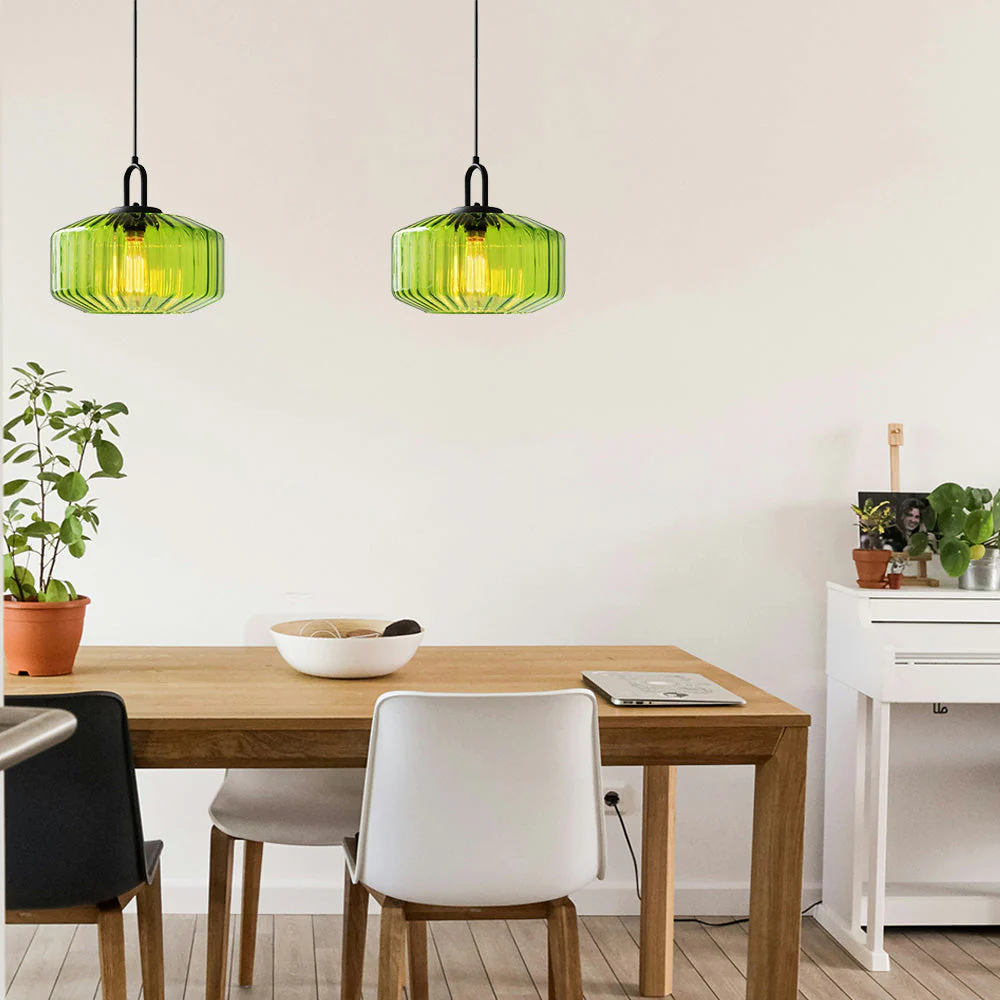 Mid Century Striped Glass Pendant Light - Image 16