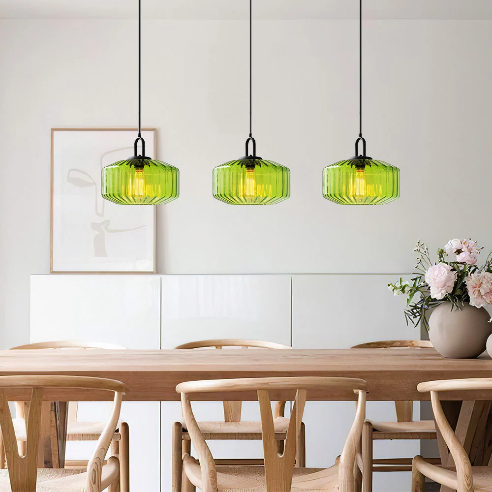 Mid Century Striped Glass Pendant Light - Image 18