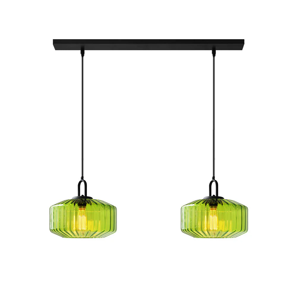Mid Century Striped Glass Pendant Light - Image 19