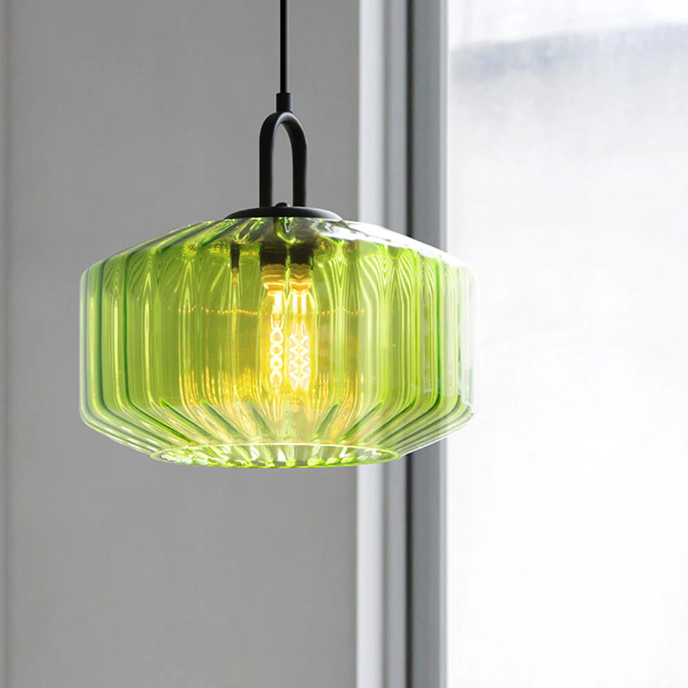 Mid Century Striped Glass Pendant Light - Image 2