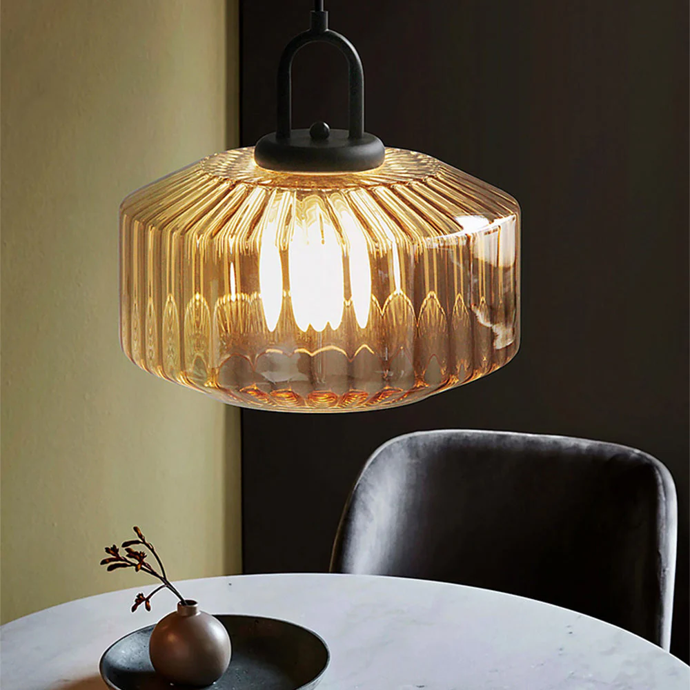 Mid Century Striped Glass Pendant Light - Image 22