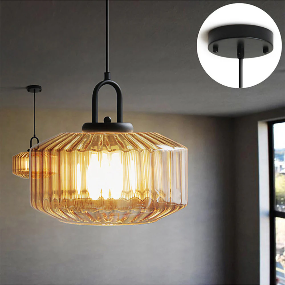 Mid Century Striped Glass Pendant Light - Image 23