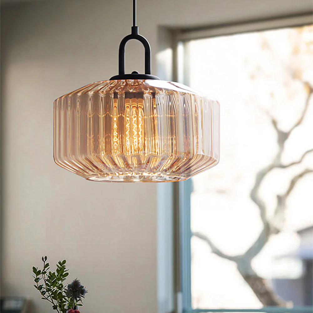 Mid Century Striped Glass Pendant Light - Image 24