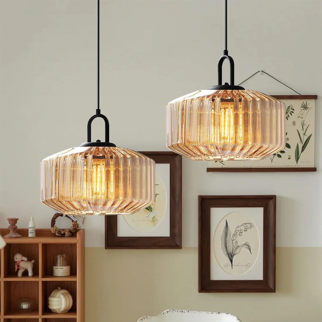 Mid Century Striped Glass Pendant Light - Image 26