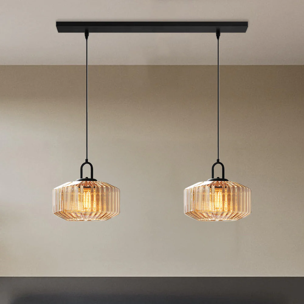 Mid Century Striped Glass Pendant Light - Image 29