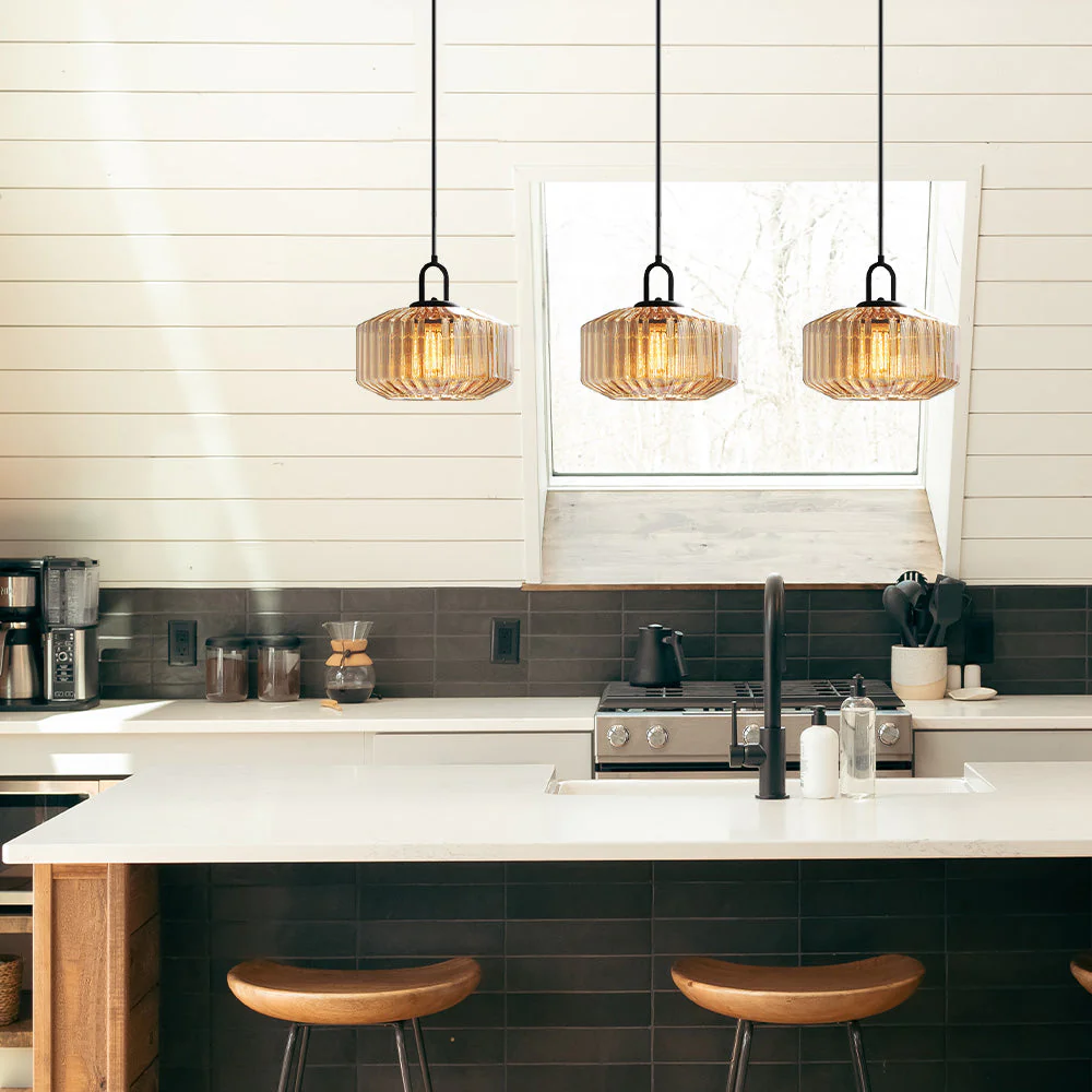 Mid Century Striped Glass Pendant Light - Image 34