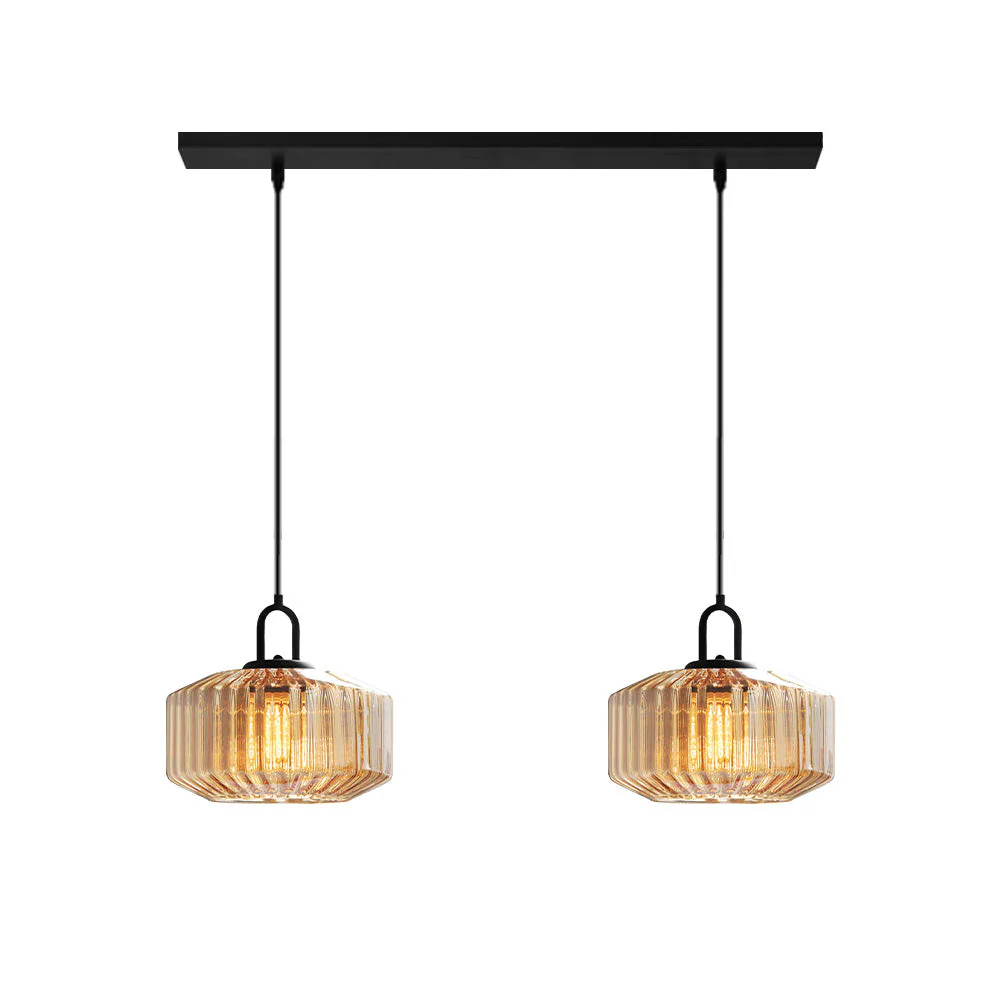 Mid Century Striped Glass Pendant Light - Image 35