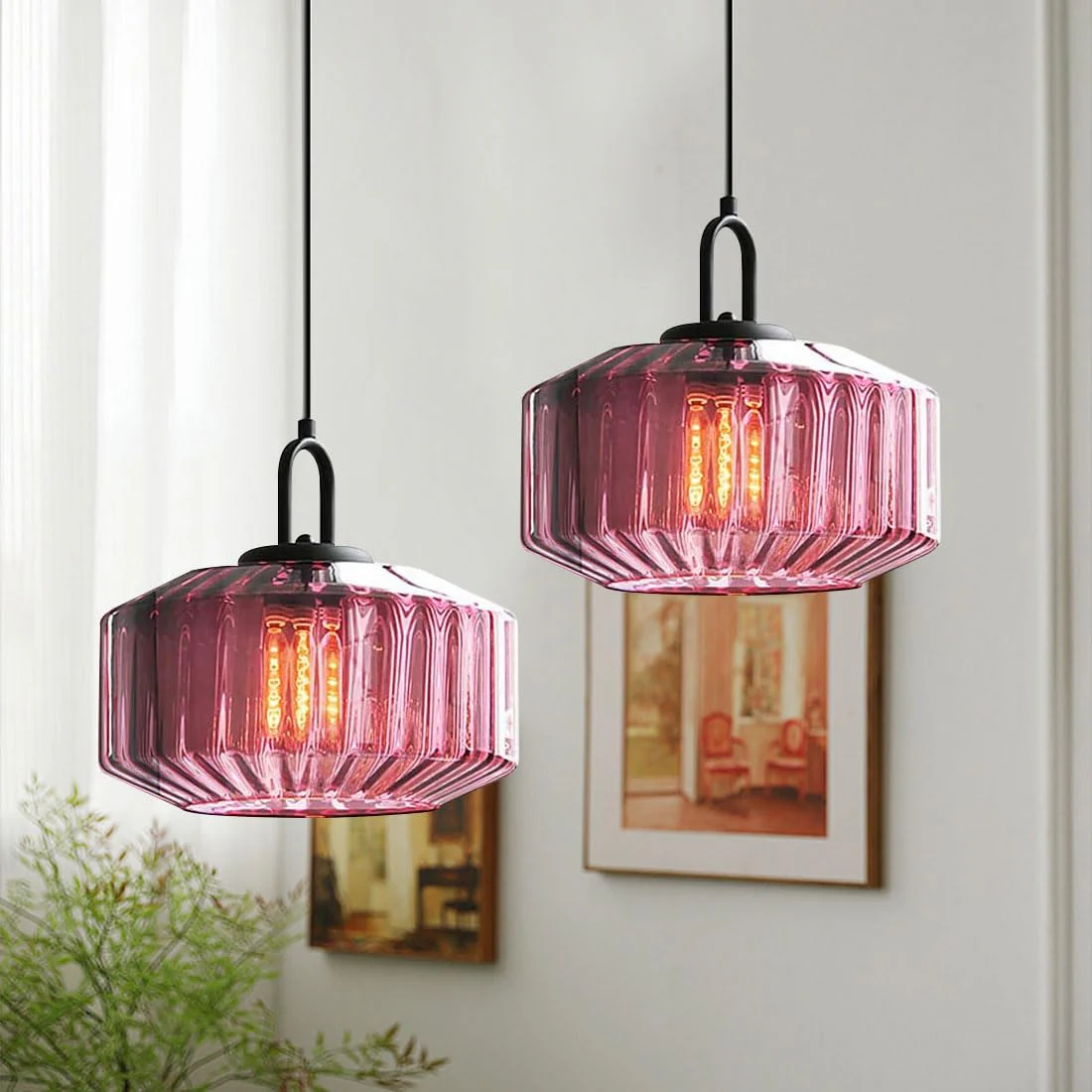 Mid Century Striped Glass Pendant Light - Image 41