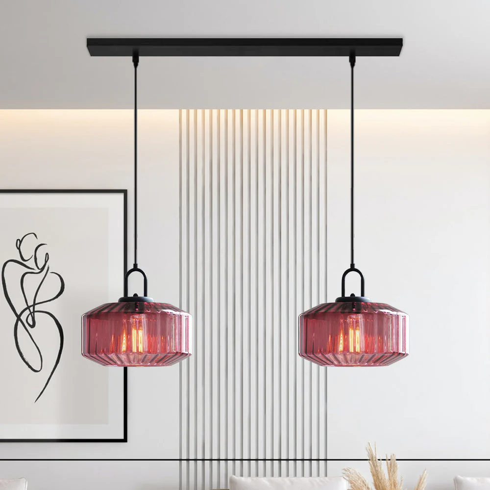 Mid Century Striped Glass Pendant Light - Image 43