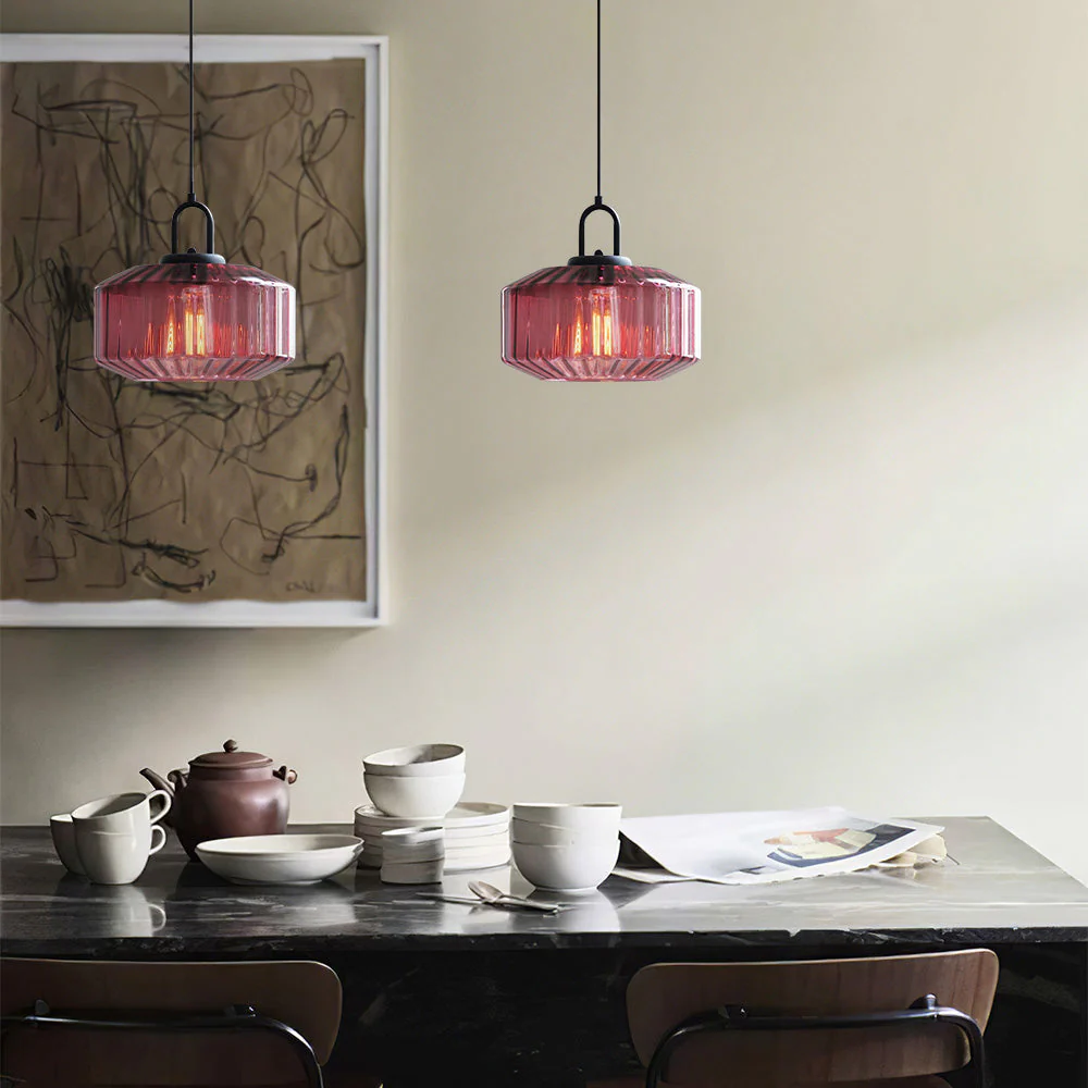 Mid Century Striped Glass Pendant Light - Image 45