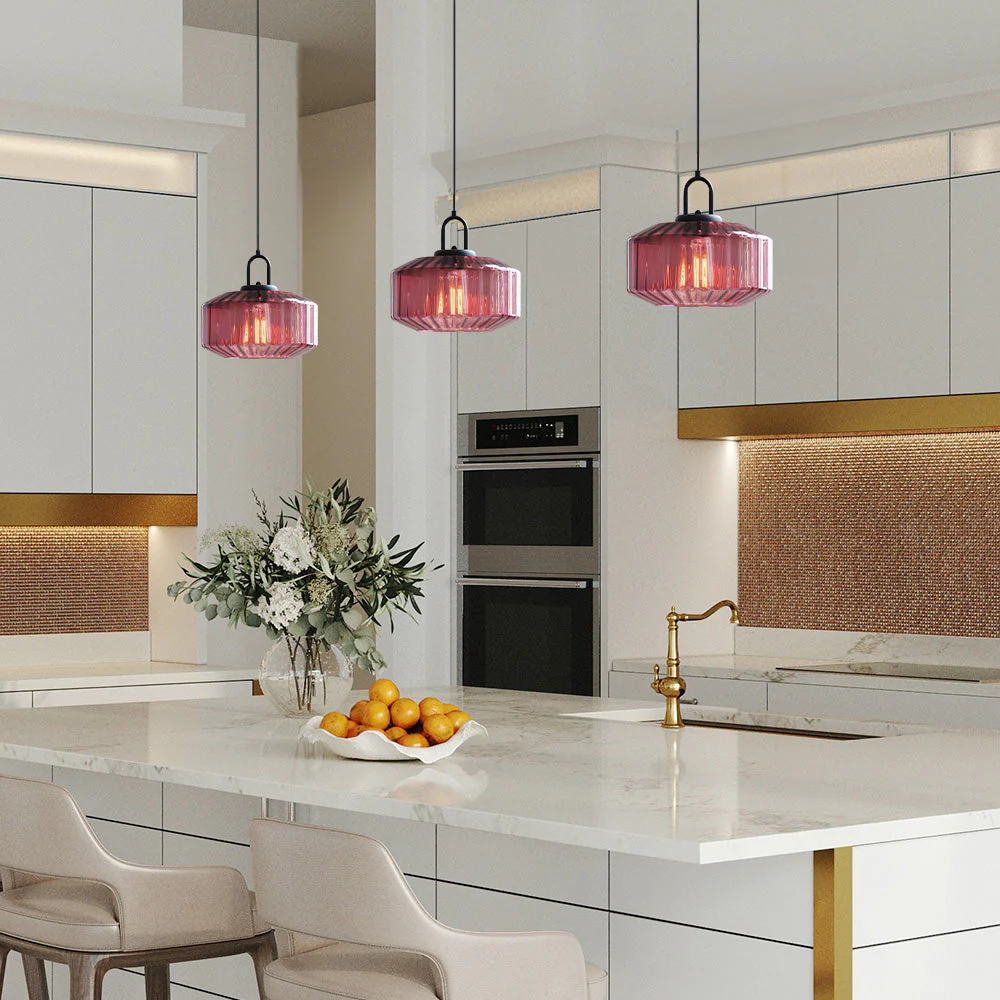Mid Century Striped Glass Pendant Light - Image 46