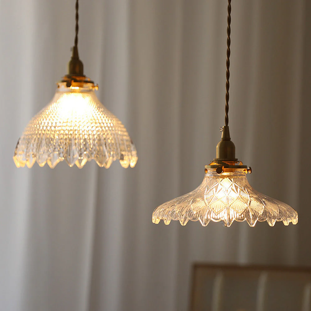 Mid-Century Vintage Glass Disc Pendant Light