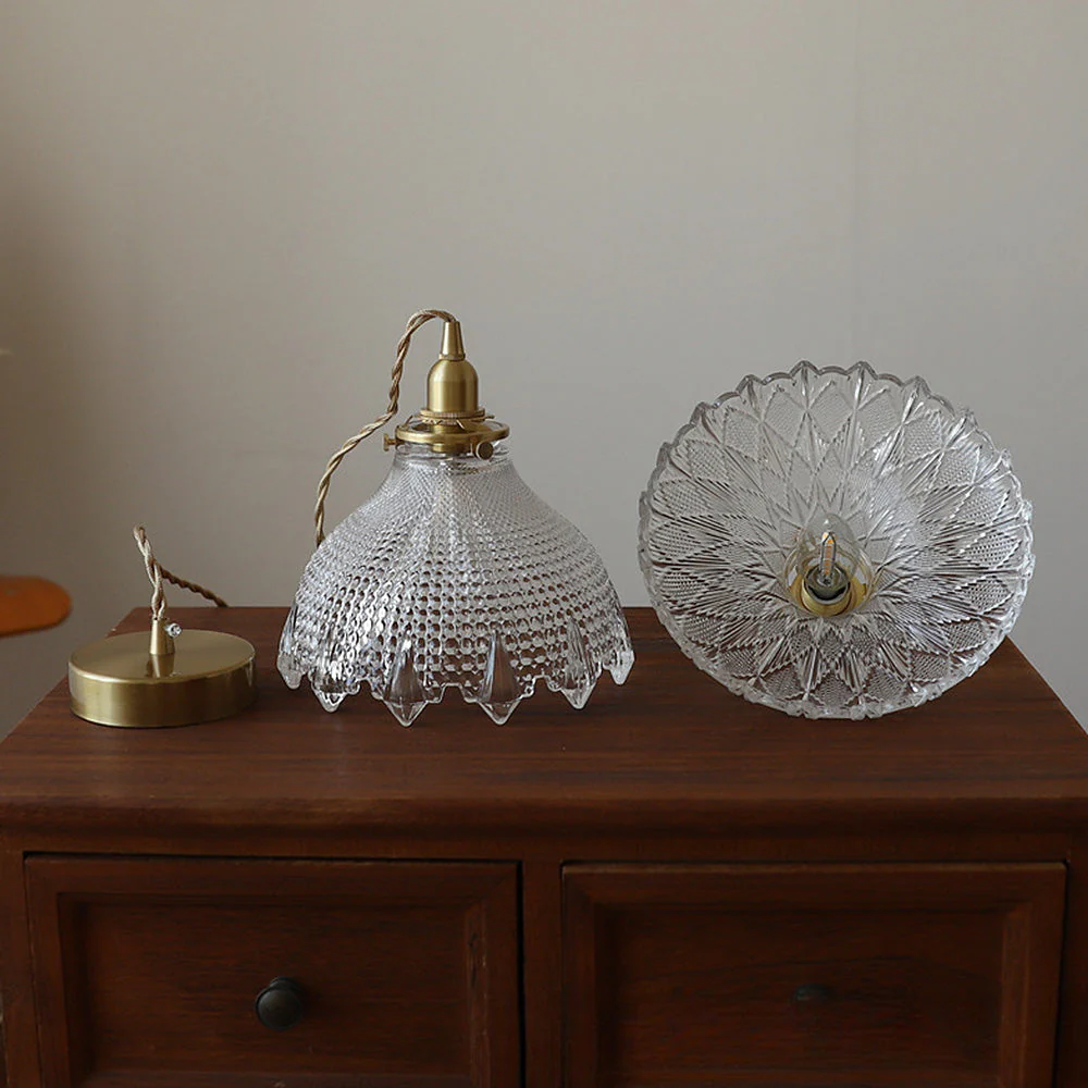 Mid-Century Vintage Glass Disc Pendant Light - Image 9