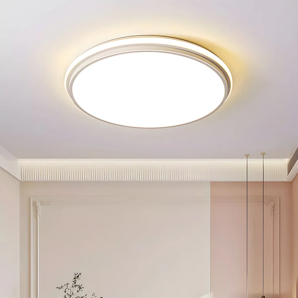 Minimalist Circular White Metal LED Bedroom Ceiling Light - Image 15