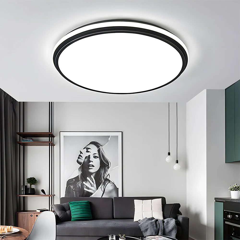 Minimalist Circular White Metal LED Bedroom Ceiling Light - Image 2