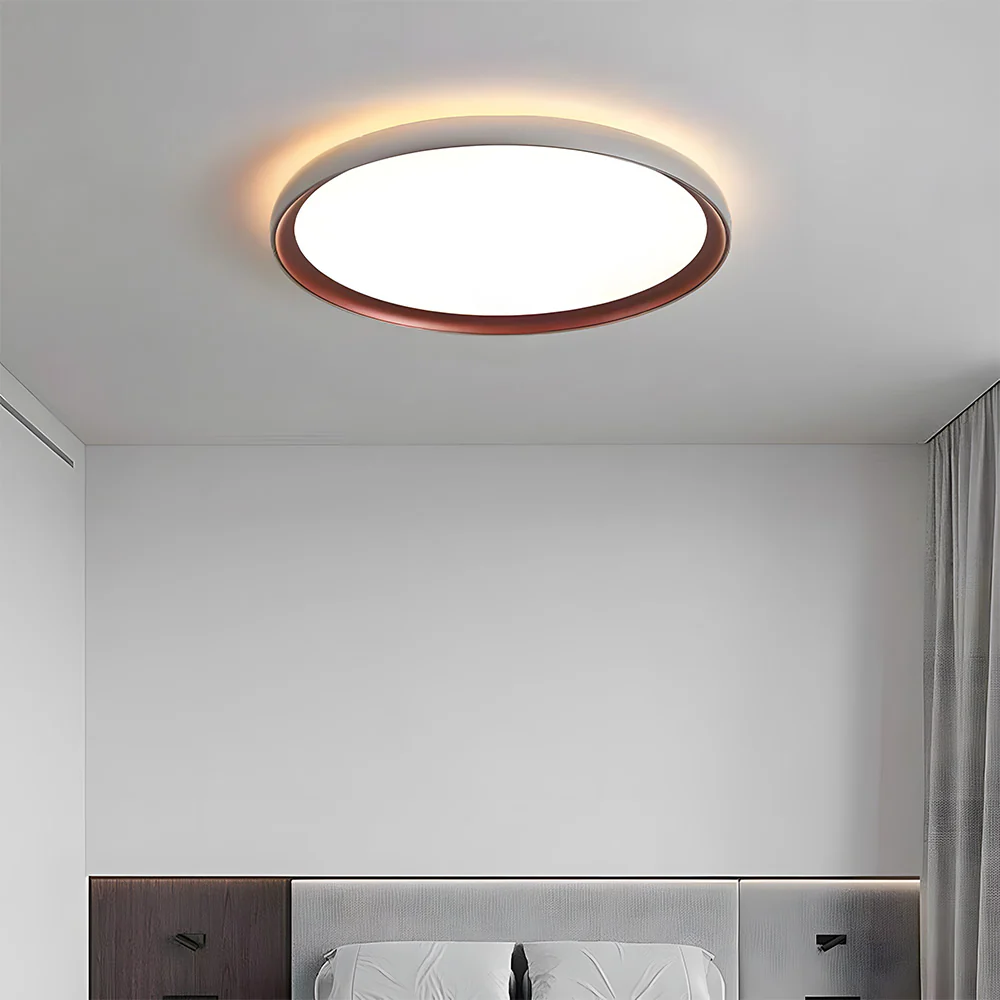 Minimalist Round Brown LED Bedroom Ceiling Lamp - Image 4