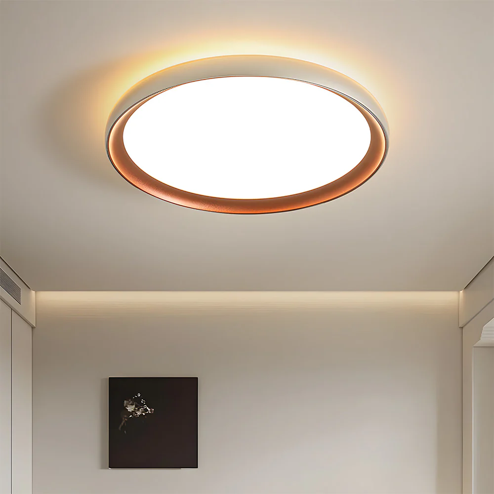 Minimalist Round Brown LED Bedroom Ceiling Lamp - Image 5