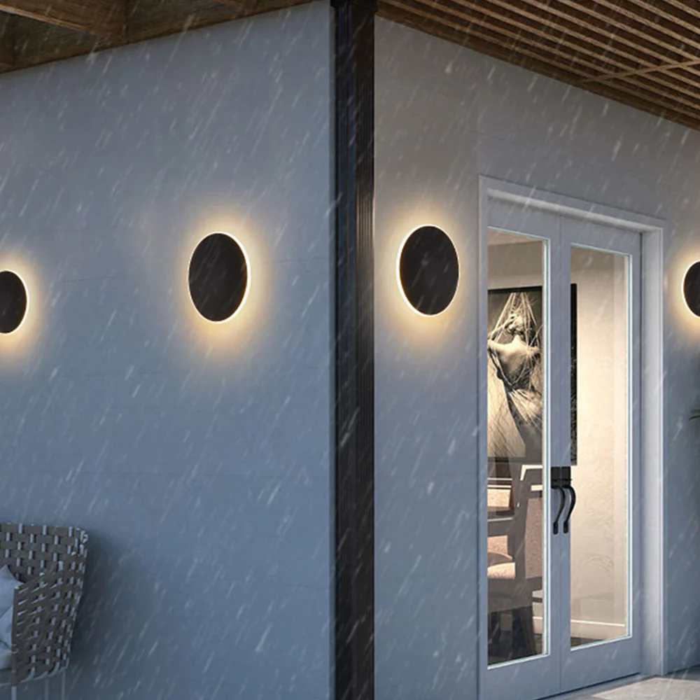 Minimalist Round Metal LED Outdoor Wall Light - Image 7