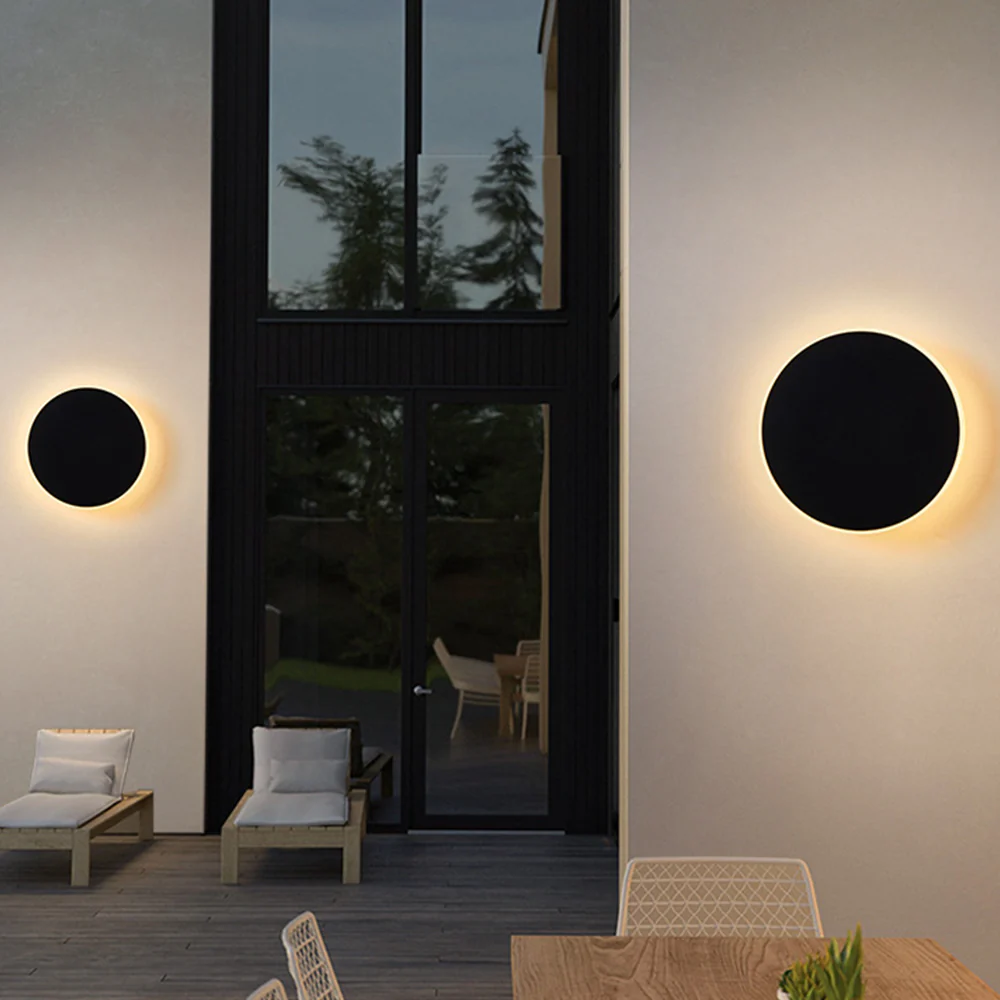 Minimalist Round Metal LED Outdoor Wall Light - Image 8