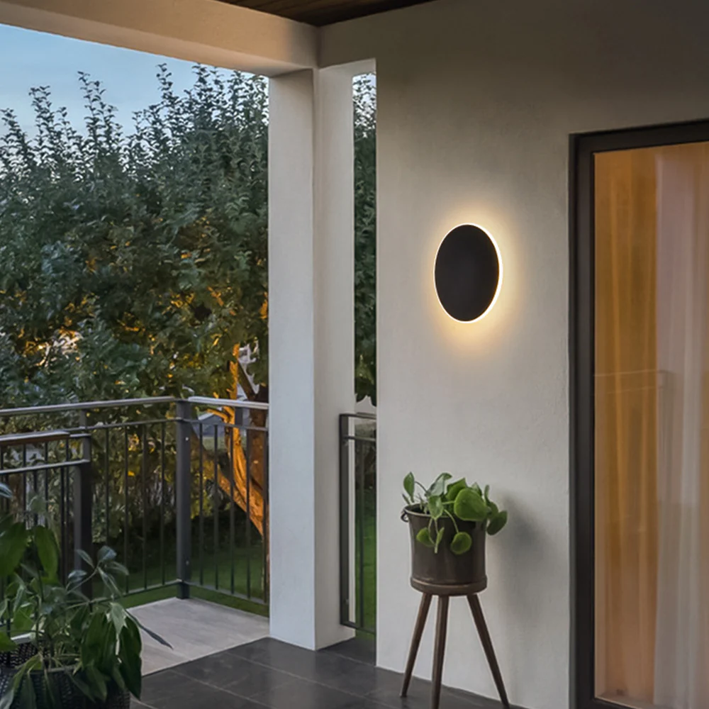 Minimalist Round Metal LED Outdoor Wall Light - Image 9