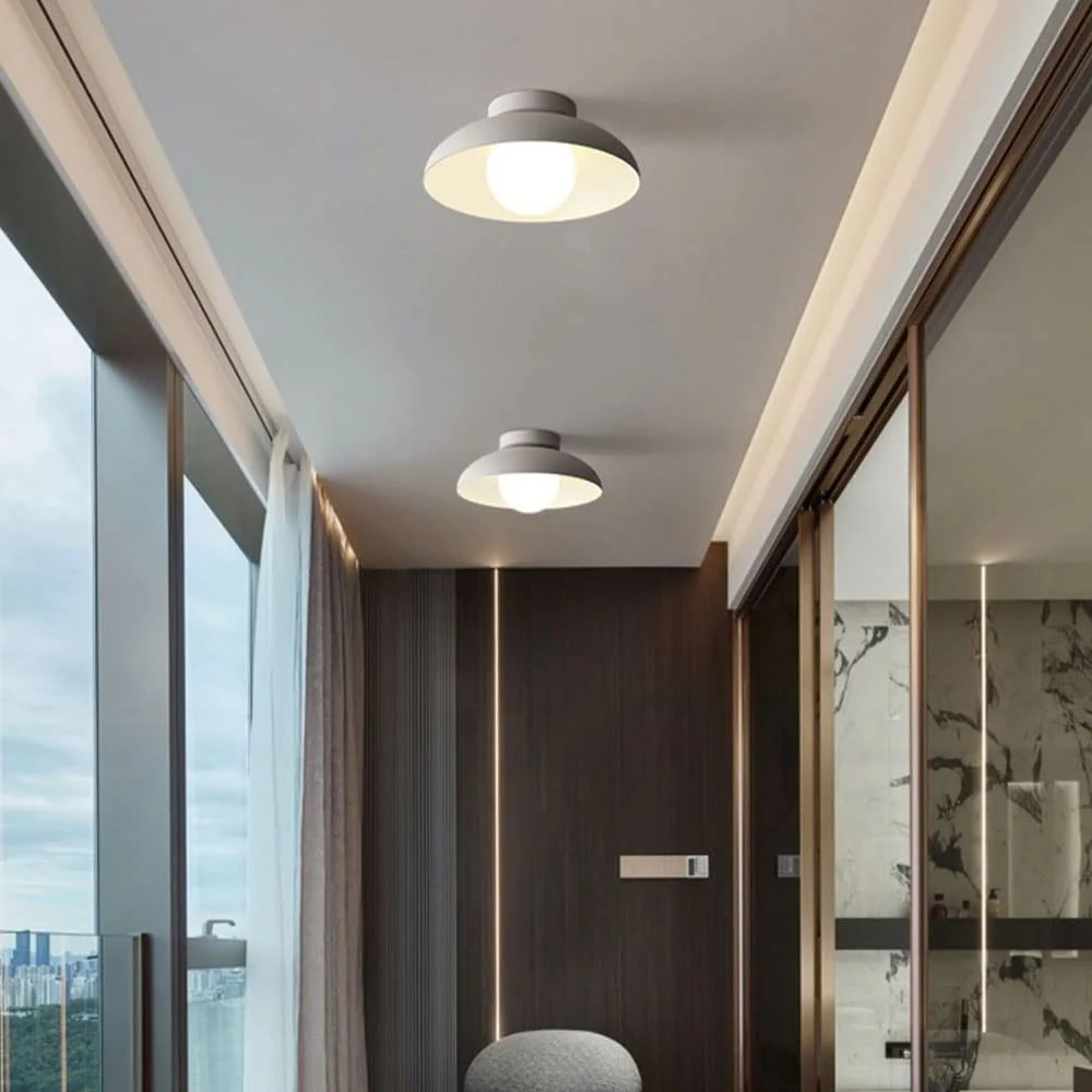 Contemporary Metal Semi Flush Ceiling Light for Hallway - Image 5