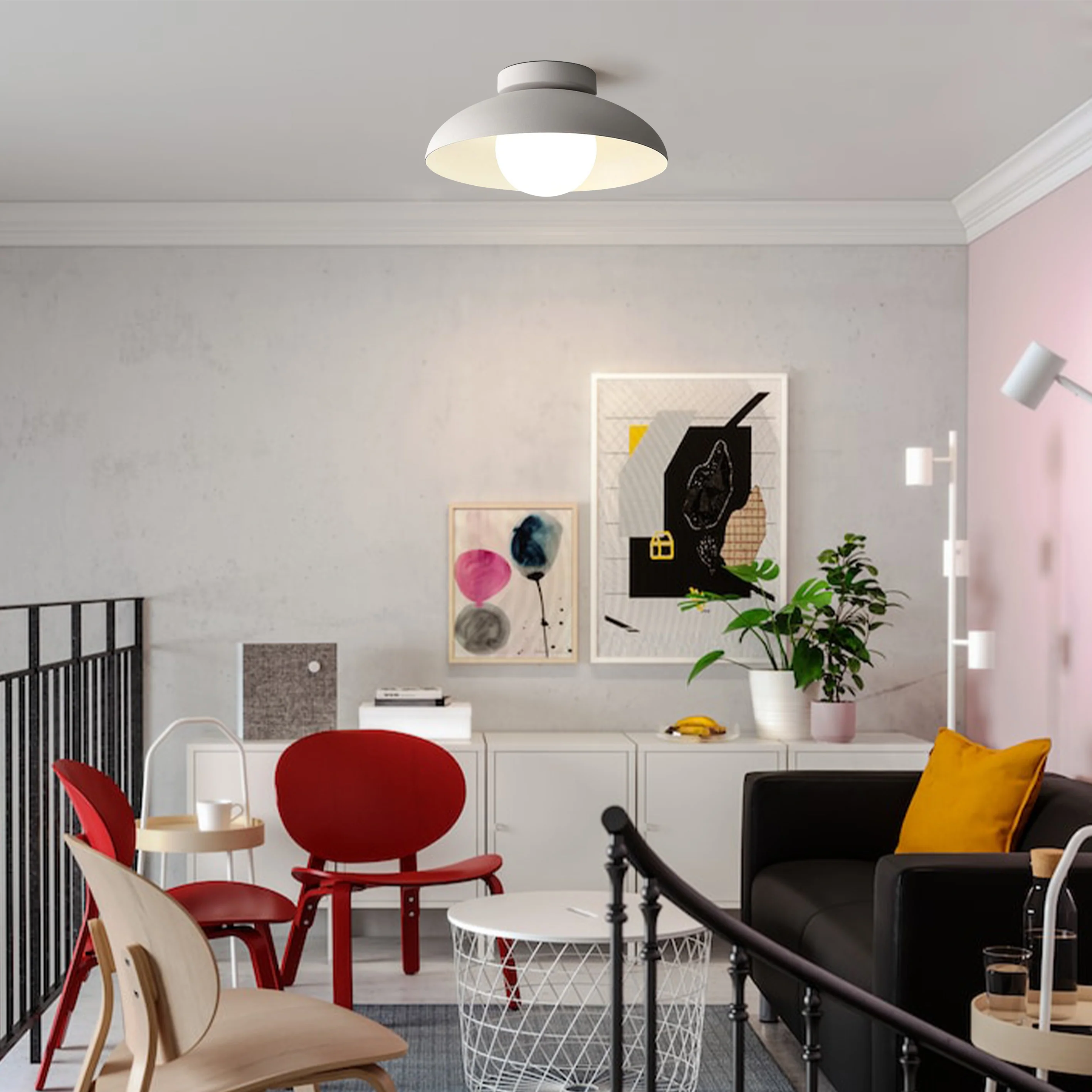 Contemporary Metal Semi Flush Ceiling Light for Hallway - Image 6