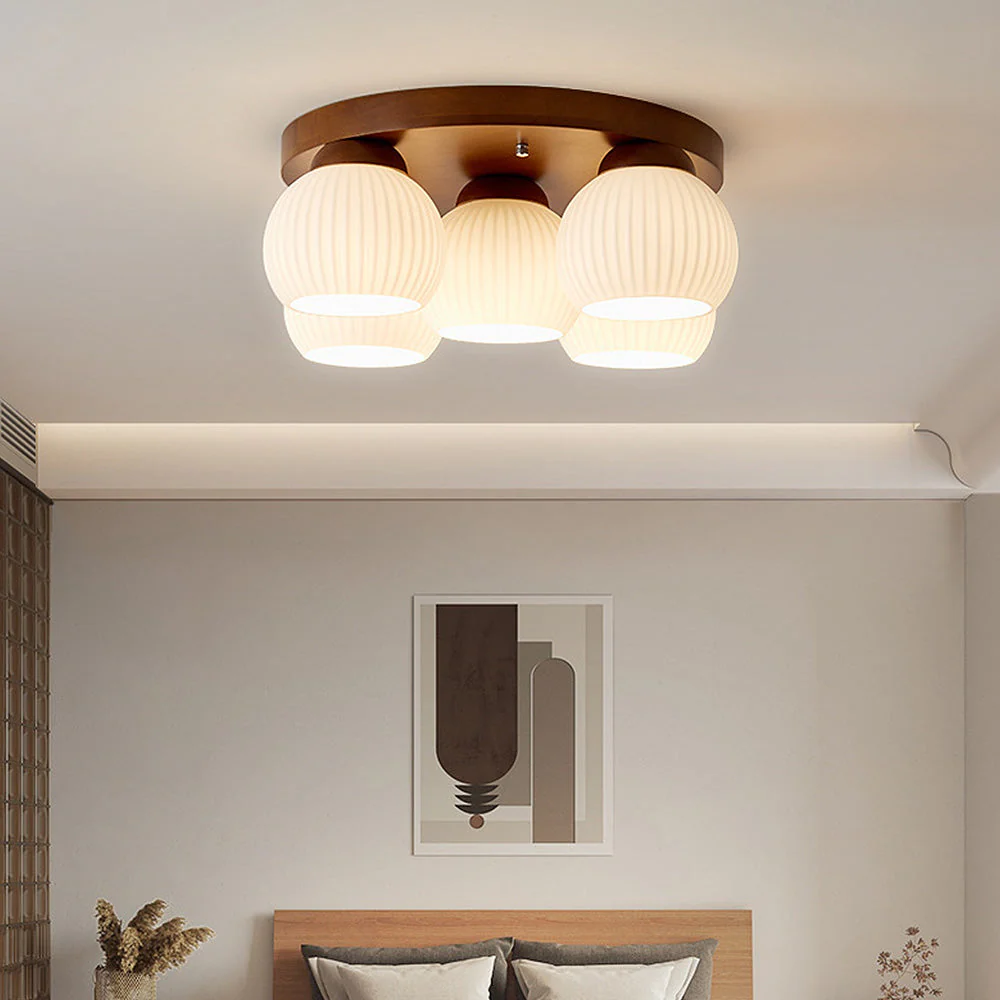 Minimalist Wood Multi-Heads White Ceiling Light - Image 11
