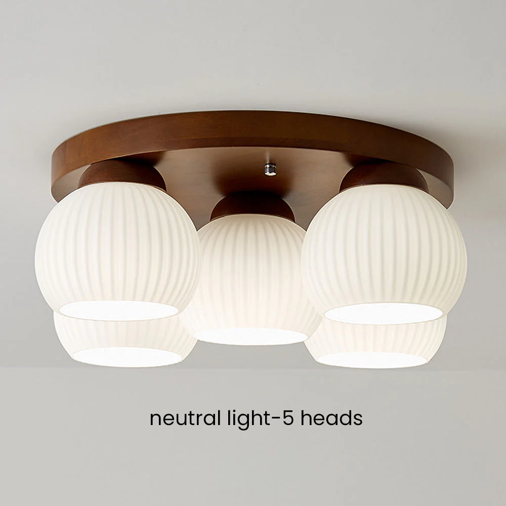 Minimalist Wood Multi-Heads White Ceiling Light - Image 23