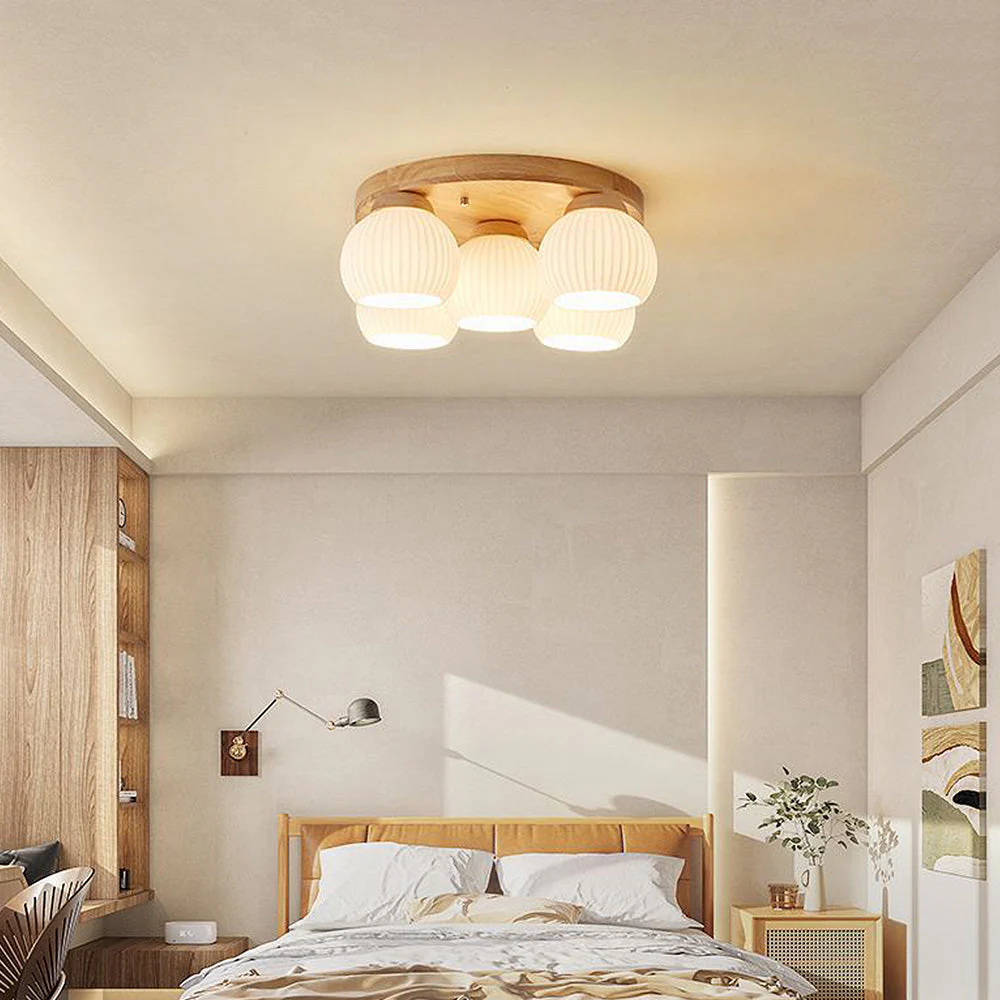 Minimalist Wood Multi-Heads White Ceiling Light - Image 5