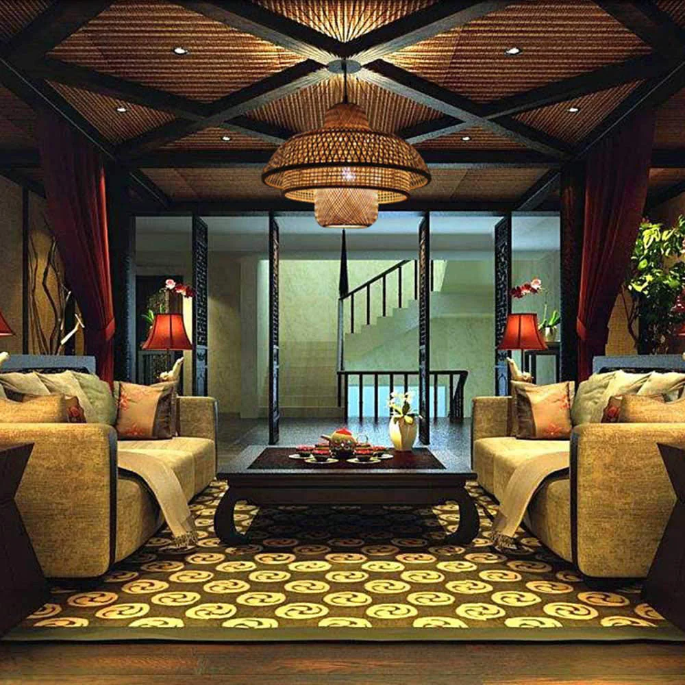 Modern Rattan Dome Latern Pendant Light For Living Room - Image 4