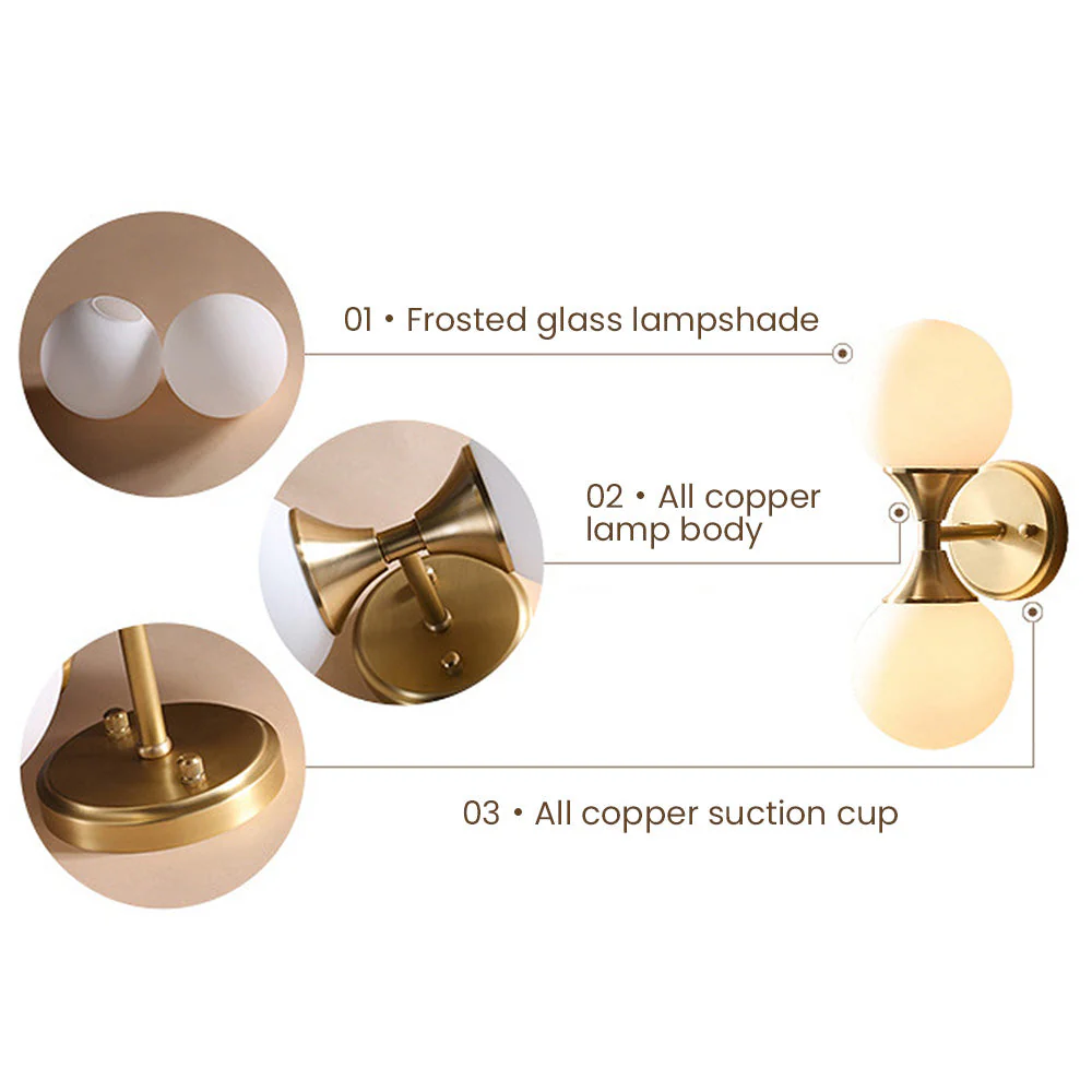 Modern Brass Double Heads Bathroom Vanity Wall Lights - Image 7