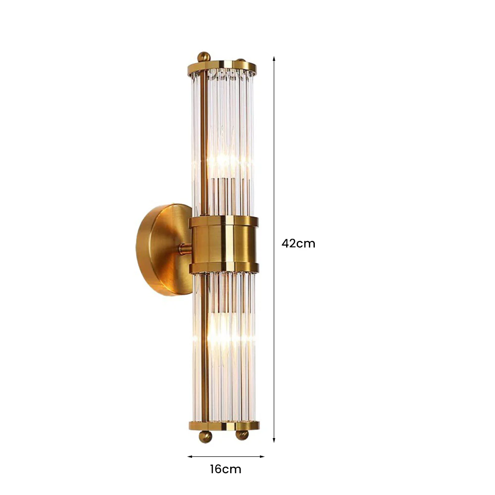 Modern Brass Gold Crystal Wall Sconce - Image 11