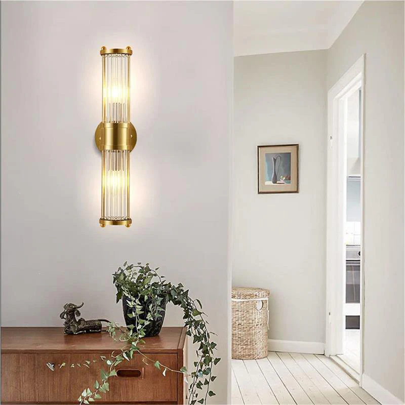 Modern Brass Gold Crystal Wall Sconce - Image 7