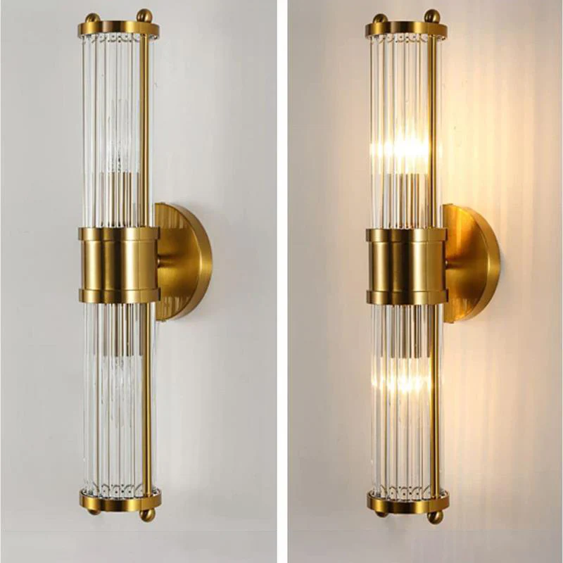 Modern Brass Gold Crystal Wall Sconce - Image 9
