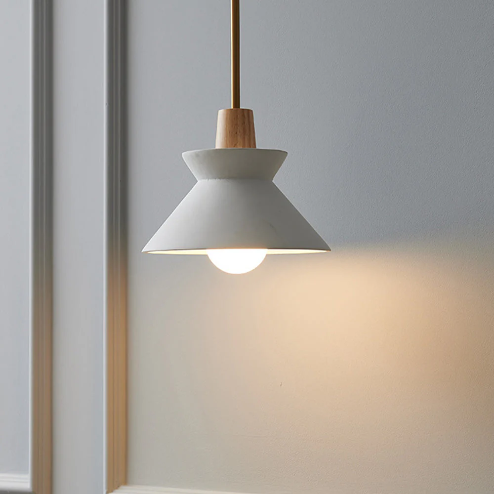 Modern White Concrete Cone Pendant Light - Image 3