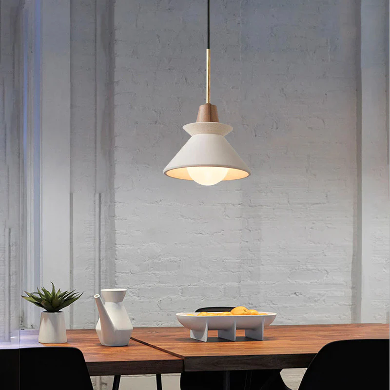Modern White Concrete Cone Pendant Light - Image 6