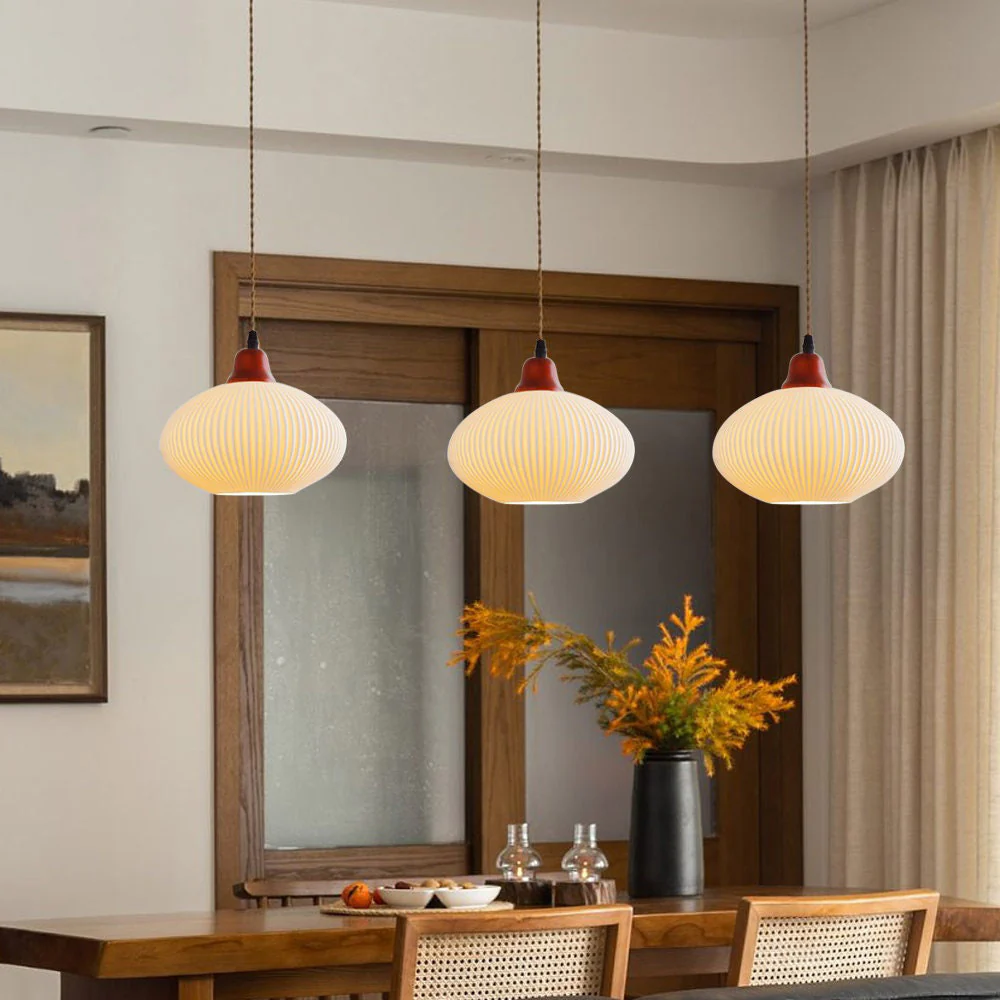 Vintage Nordic Ceramic White Pendant Light For Dining Room - Image 17