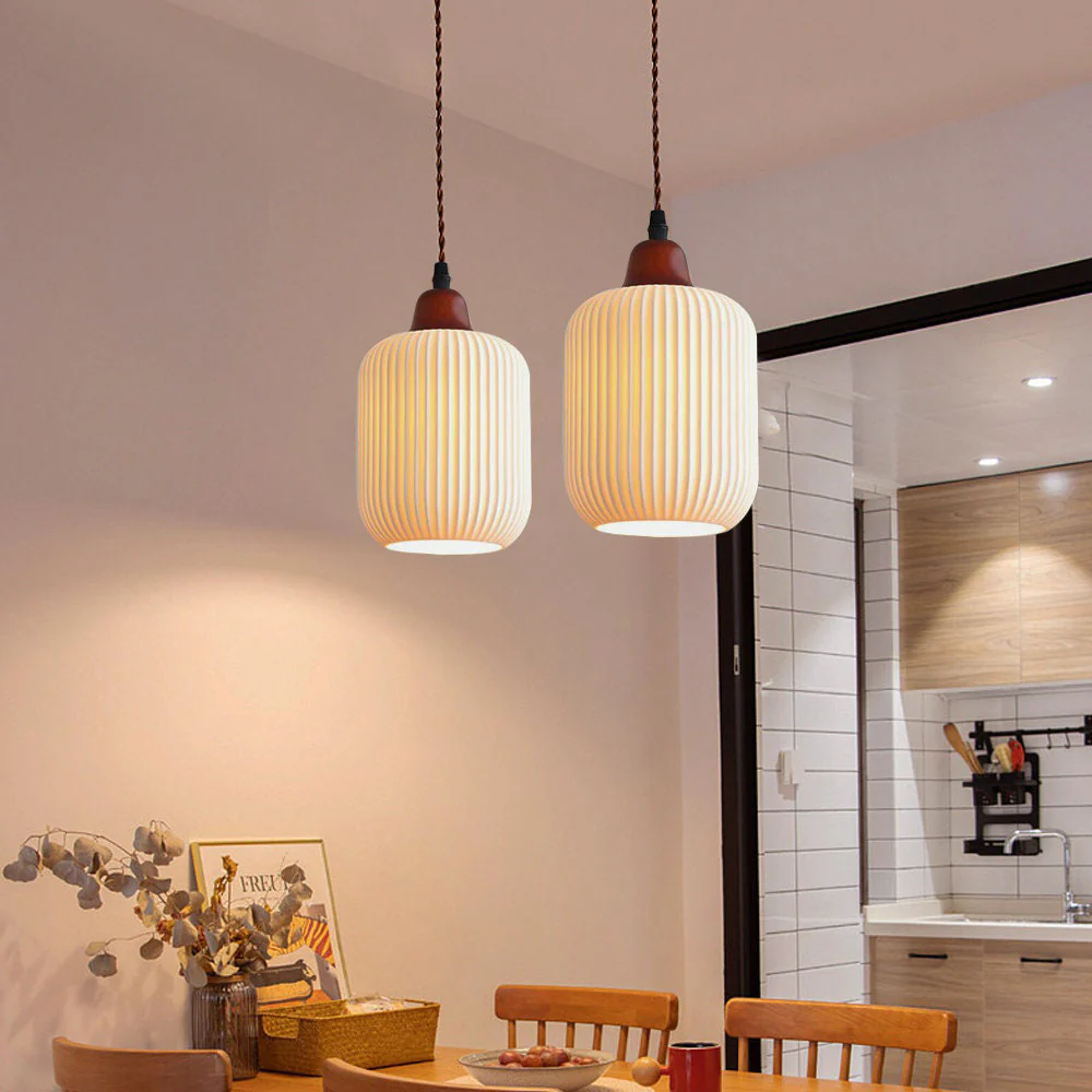 Vintage Nordic Ceramic White Pendant Light For Dining Room - Image 4