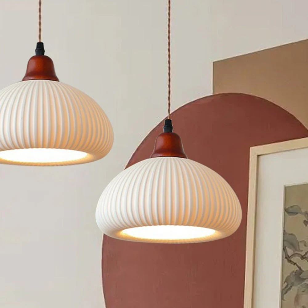 Vintage Nordic Ceramic White Pendant Light For Dining Room - Image 8