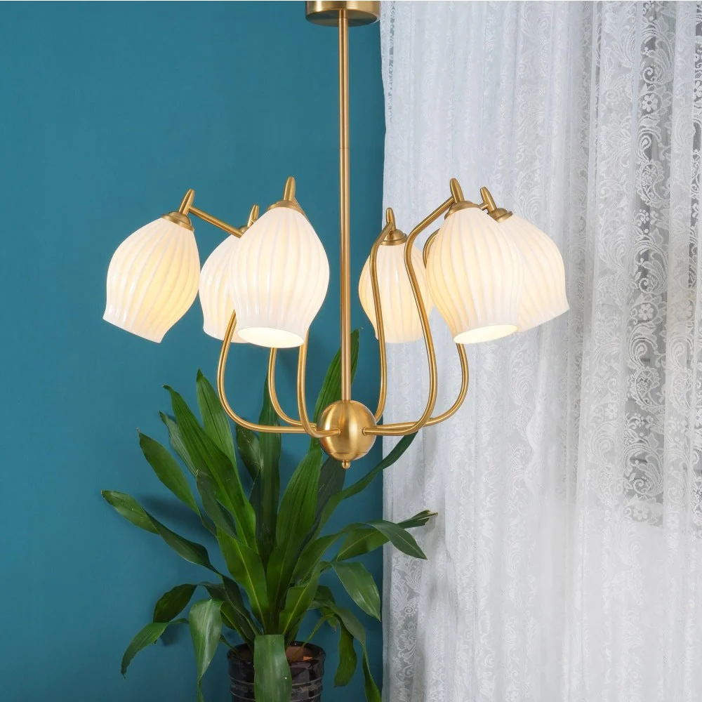 Modern Ceramics Flower shaped Warm Chandelier - Image 21