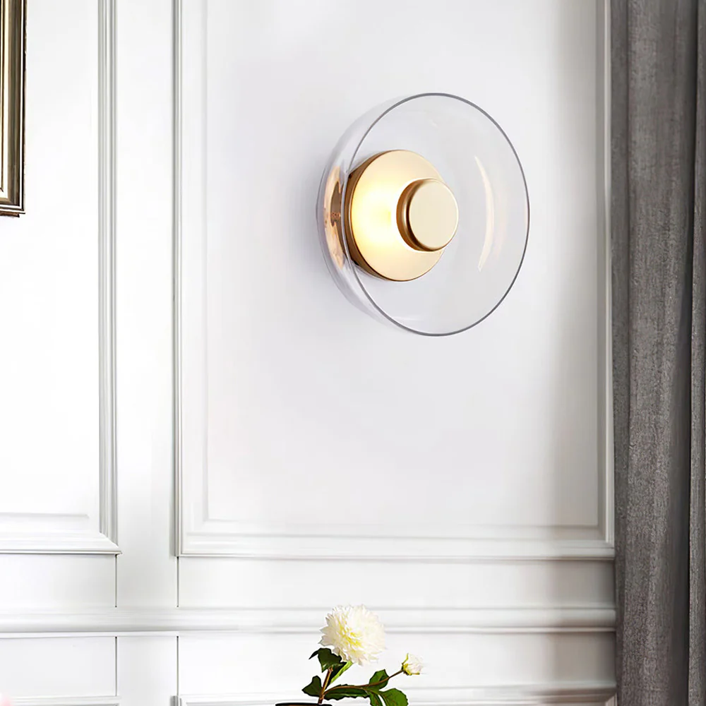 Modern Clear Round LED Glass Wall Sconce - Image 8