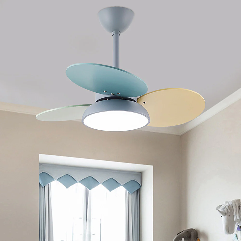 Macaron Colorful Round Ceiling Fan With LED Light - Image 10