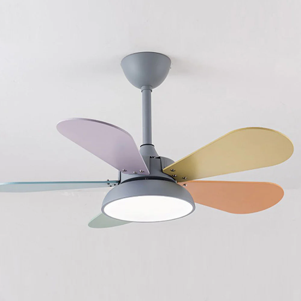 Macaron Colorful Round Ceiling Fan With LED Light - Image 12
