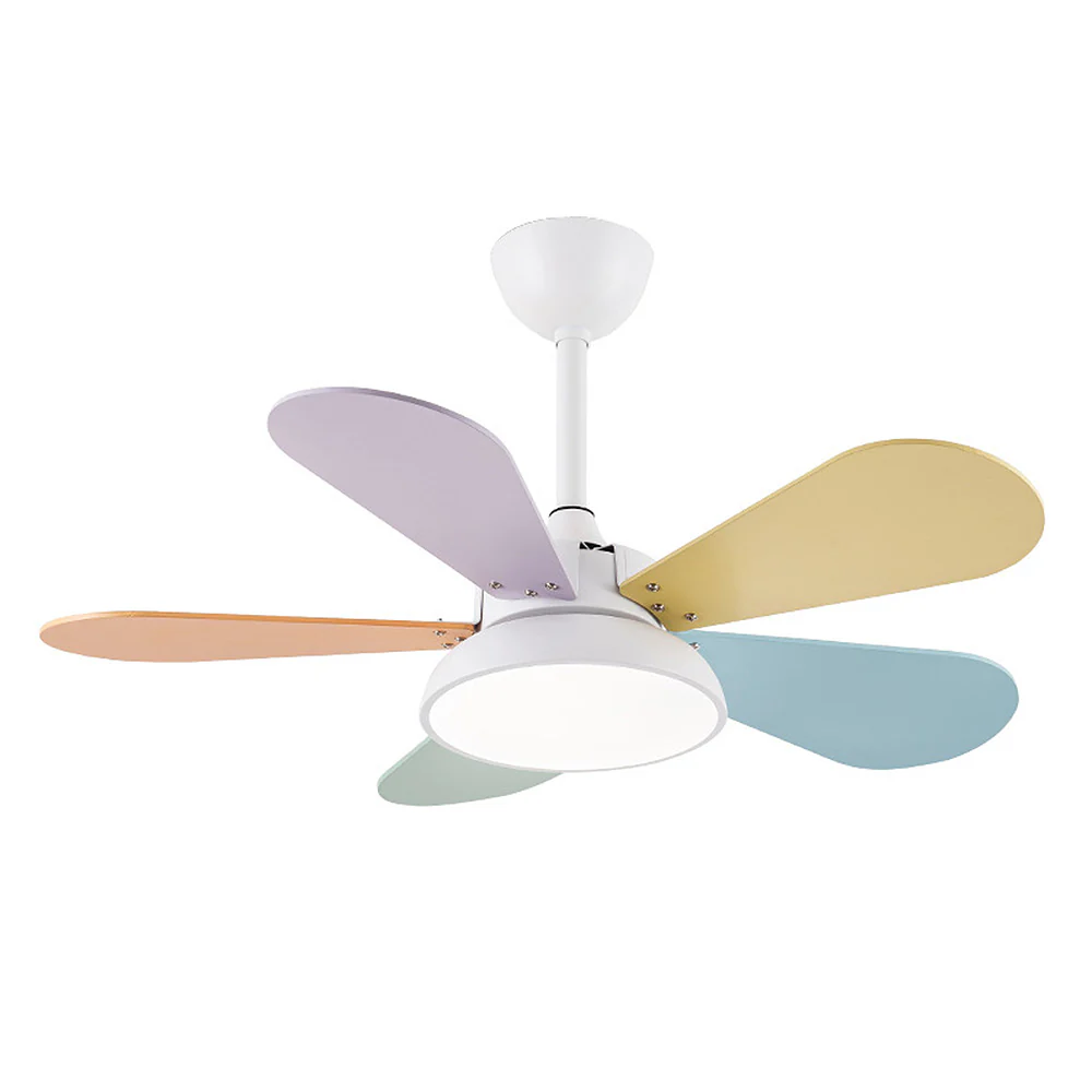 Macaron Colorful Round Ceiling Fan With LED Light - Image 16