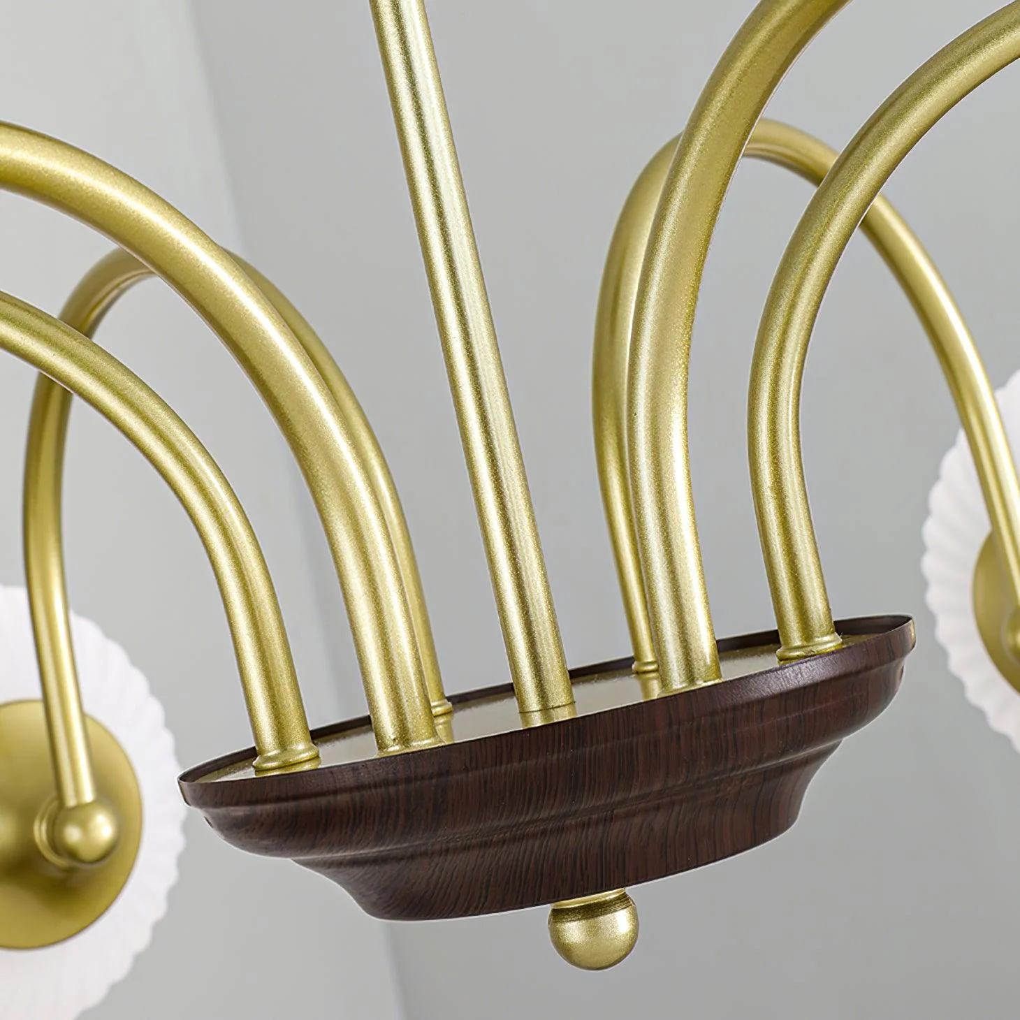 Contemporary Cream Ribbed Glass Chandelier - Image 5