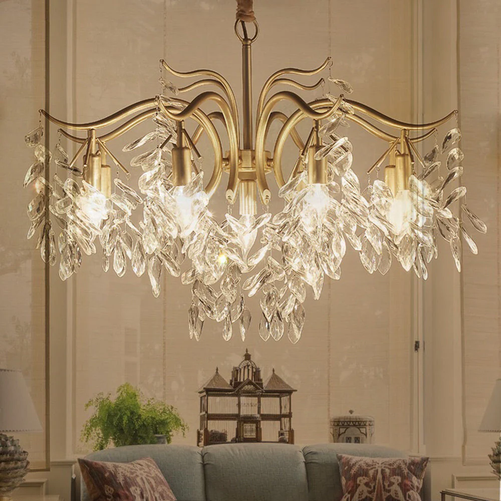 Modern Large Crystal Gold Tiered Dining Room Chandelier - Image 3
