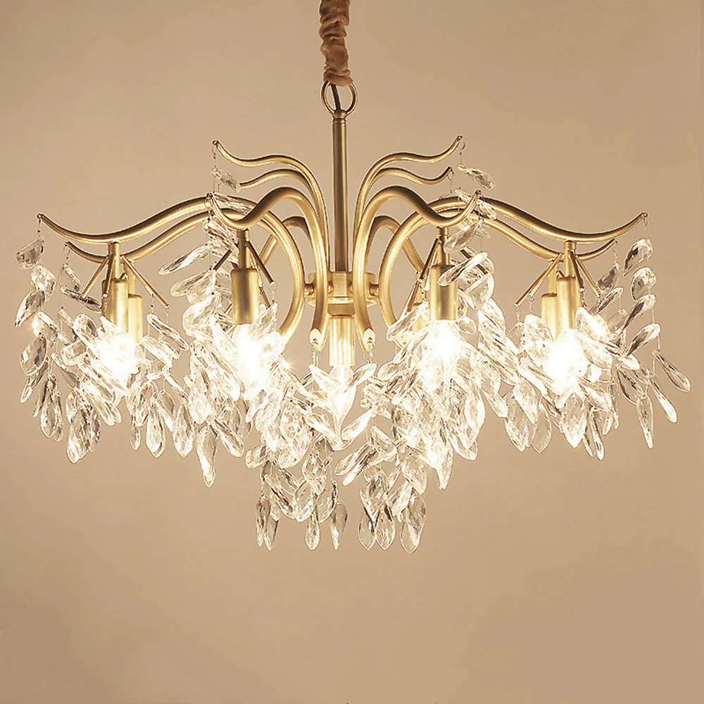 Modern Large Crystal Gold Tiered Dining Room Chandelier - Image 4